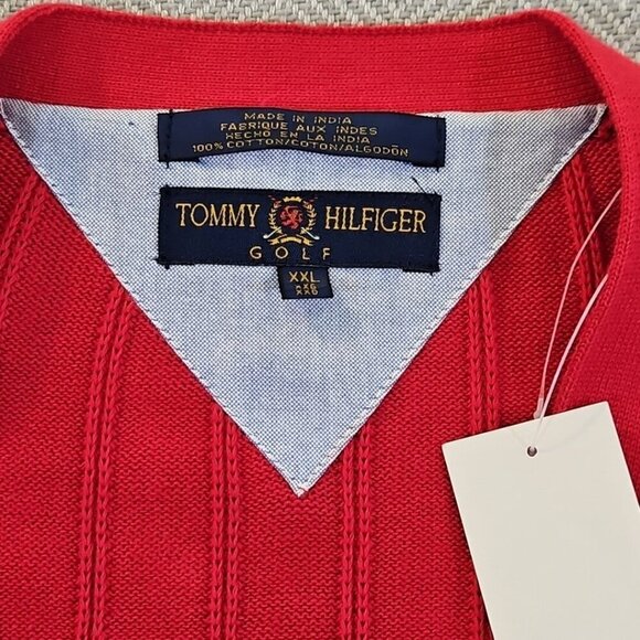 Tommy Hilfiger Sweater Men's XXLarge Red Button Up Sleeveless Vest NWT - Picture 5 of 14